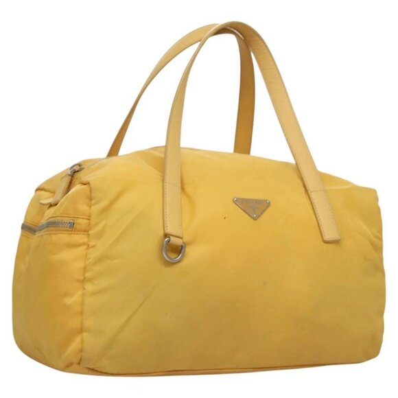 PRADA Boston Bag Nylon Yellow Silver Auth 117065 - Picture 1 of 16